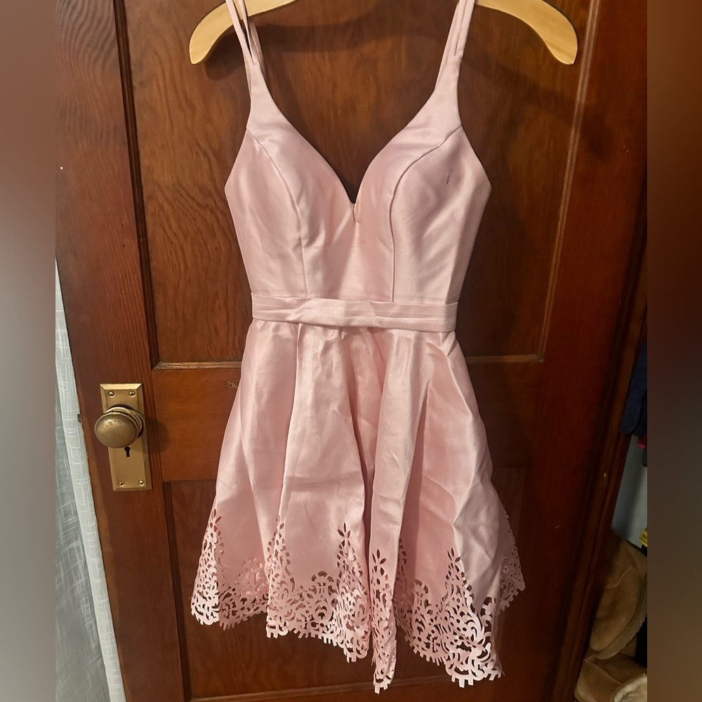 Sherri Hill Pink Eyelet Dress
